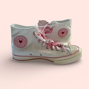 Converse High-Tops in White and Pink